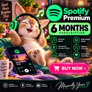 6 Months Spotify Premium Subscription | Music and Podcasts | Playlist | Unlimited Music | Digital Delivery