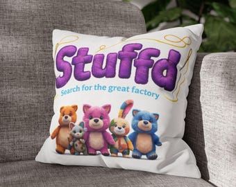 Stuffd plush characters Square Pillowcase | stuffed animal design, colorful toy bears