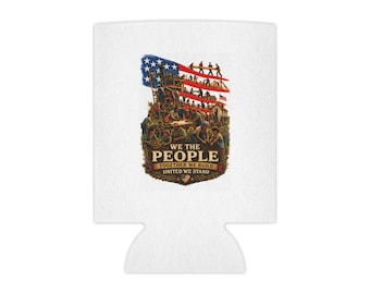 Enfriador de latas con la bandera "We The People" / Aislante patriótico para bebidas