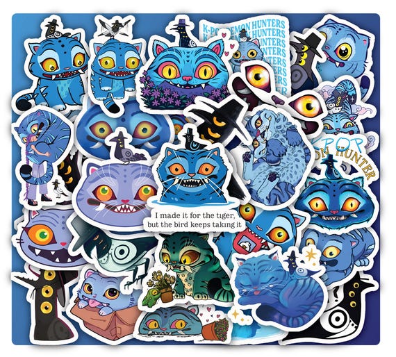 Derpy & Sussie  Demon Hunter Stickers Sheet– Waterproof Vinyl Decals, 40 Piece
