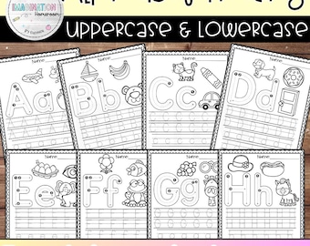 Alphabet Letter Tracing Worksheets Uppercase and Lowercase Handwriting Practice Fine Motor Skills Printable for Preschool and Kindergarten