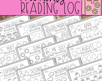 Printable Monthly Reading Logs, Yearlong Reading Tracker