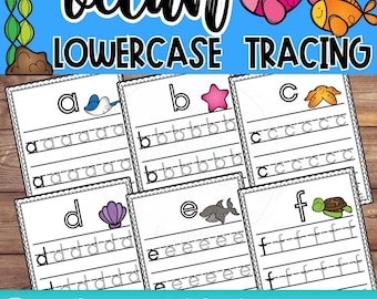 Lowercase Letter Tracing Worksheets A-Z | Ocean Animal Alphabet Practice | Preschool & Kindergarten Handwriting | Fine Motor Skills