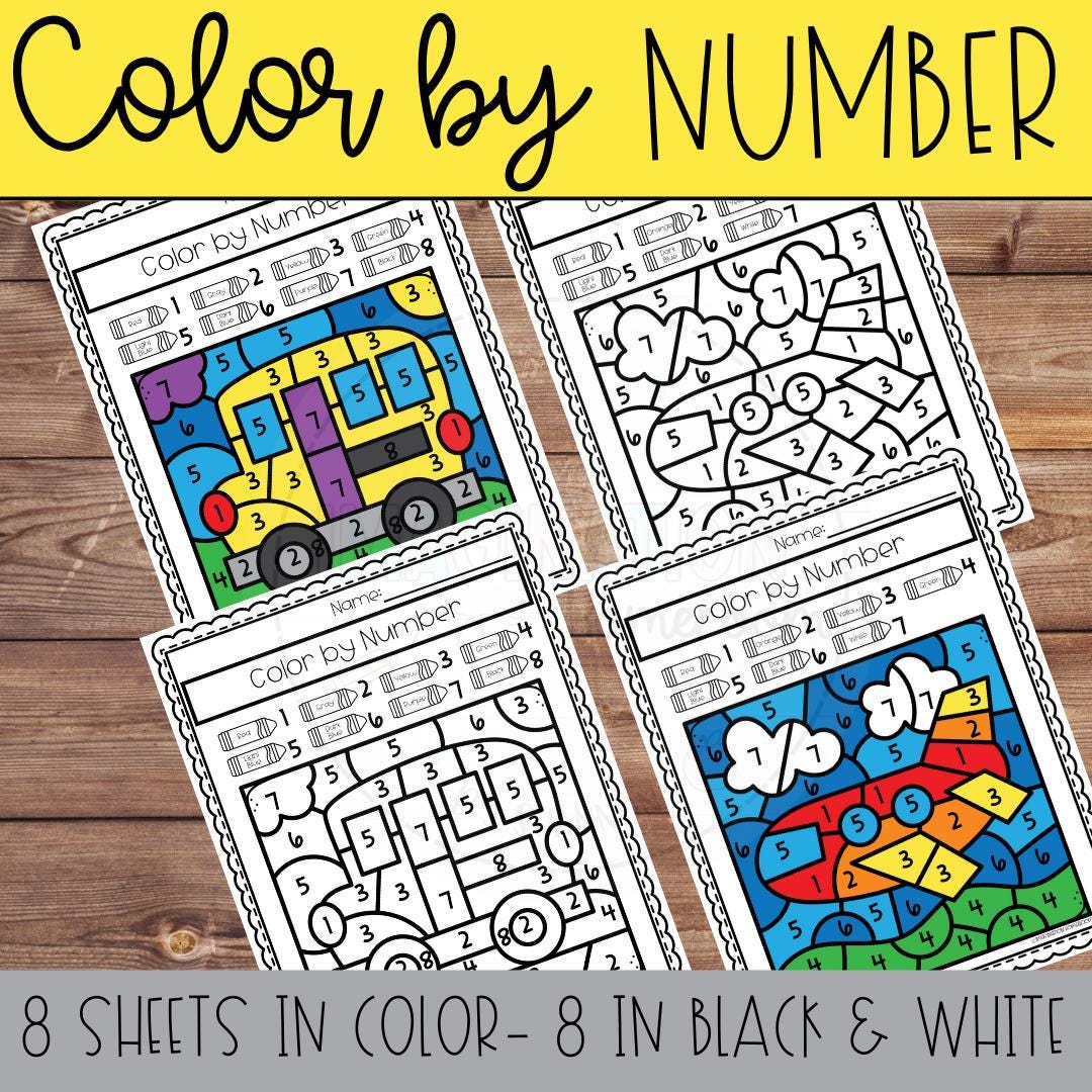 Transportation Vehicles Color by Number Printable Coloring Pages for ...