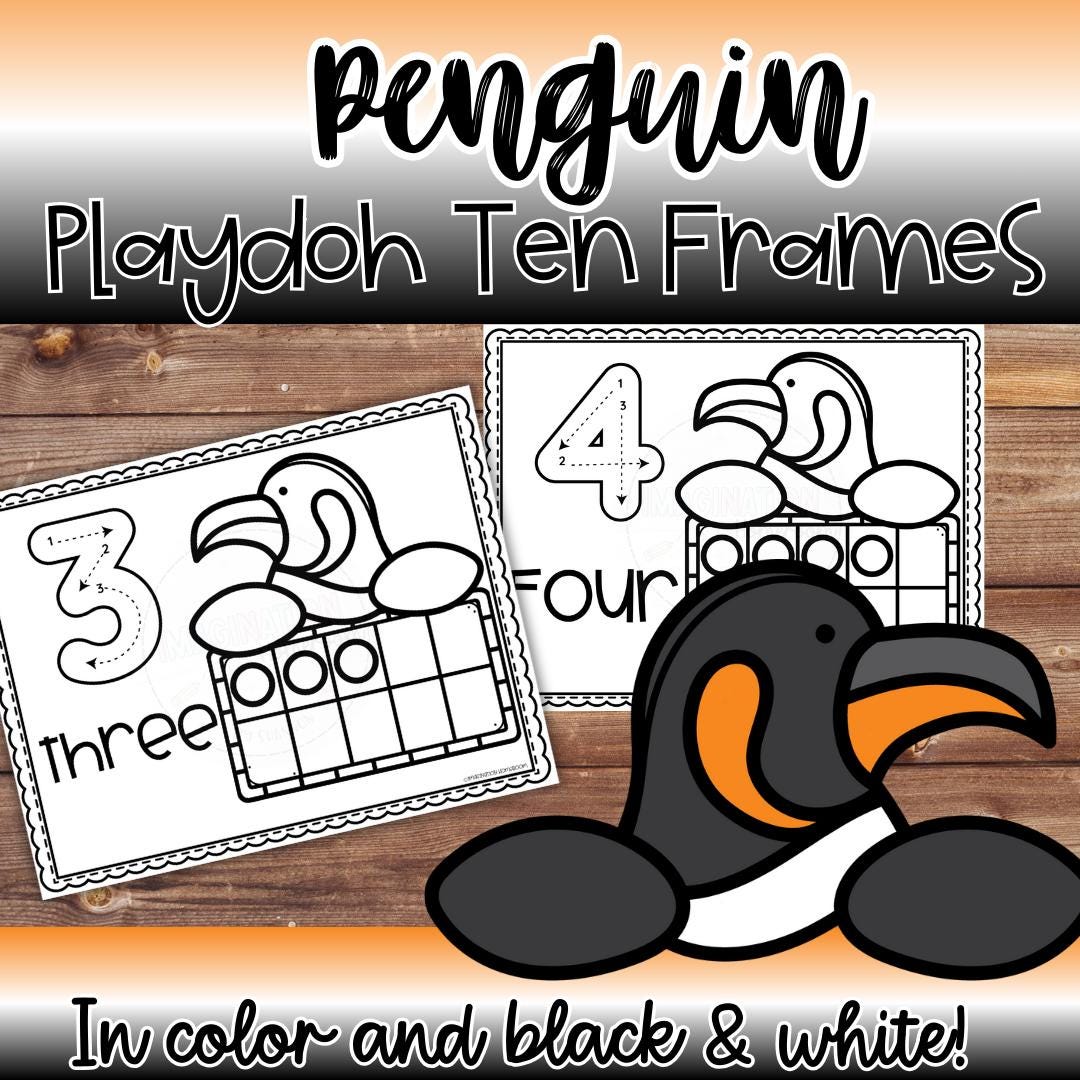 Penguin Ten Frame Playdough Mats: Kindergarten Math Printable (digital ...