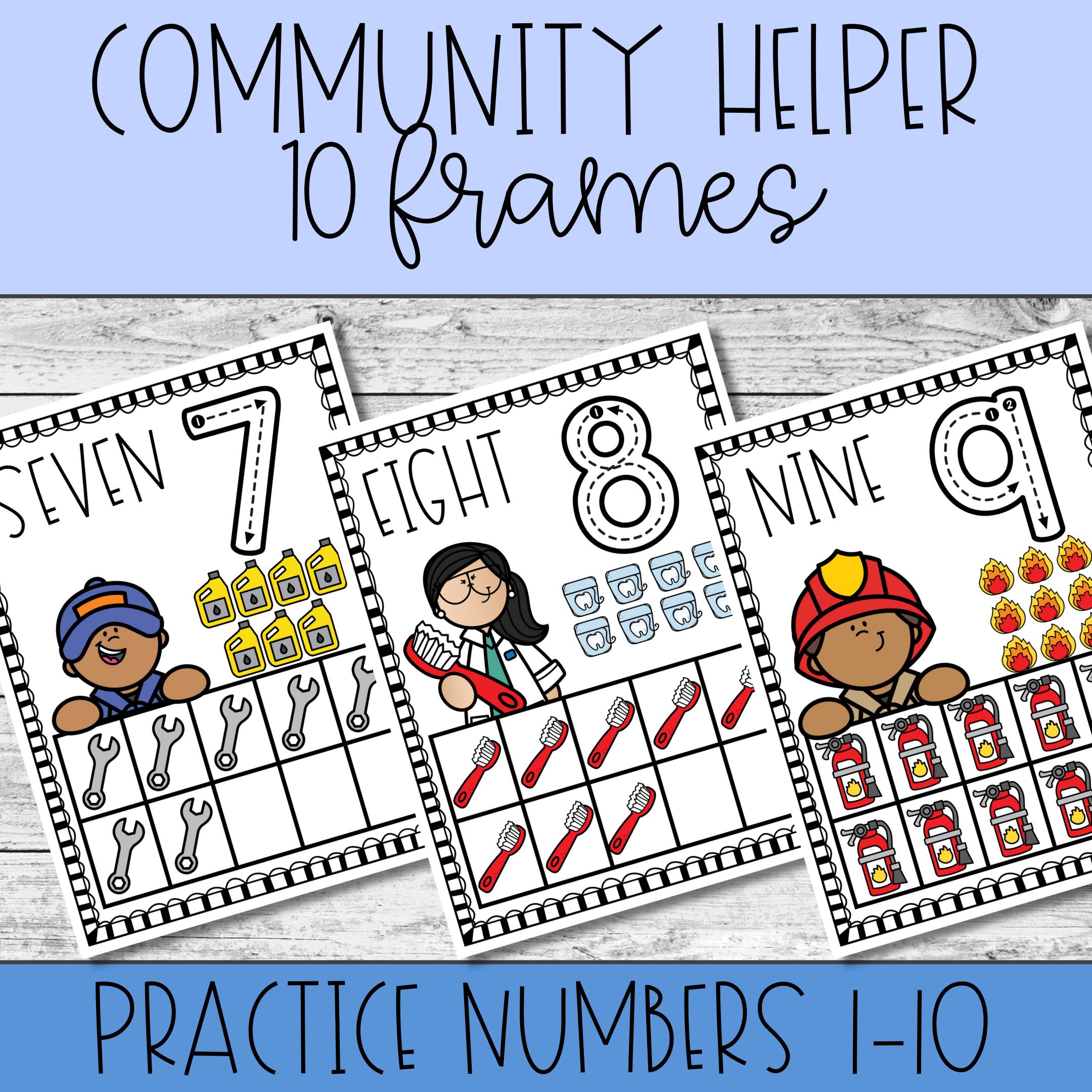 Community Helper Ten Frame Worksheets for Numbers 1 to 10 Printable ...