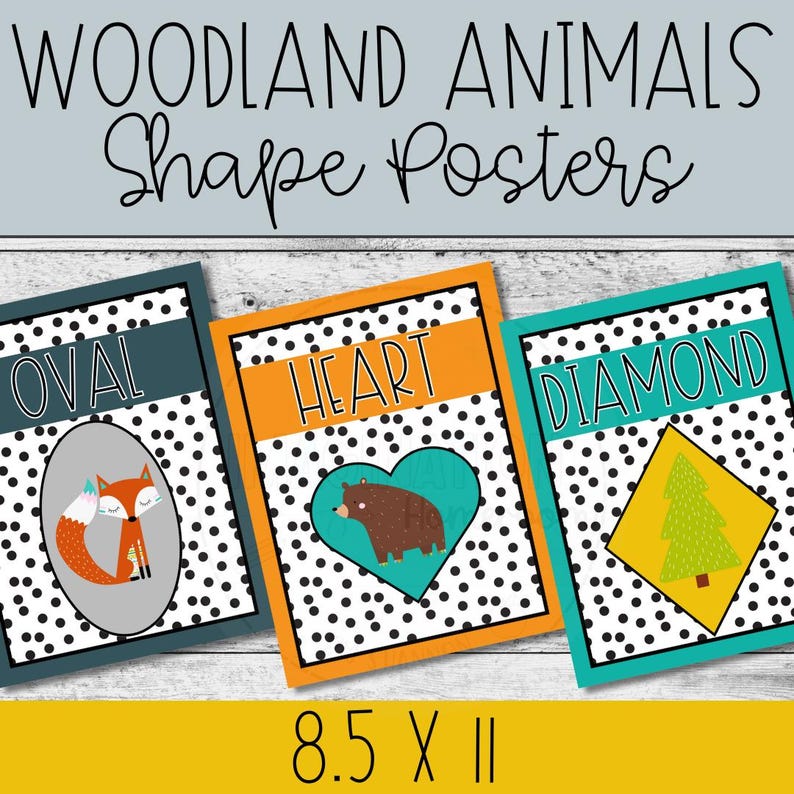 Woodland Animals Shape Posters Printable With 2D Shapes – Forest ...
