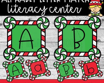 Christmas ABC Matching Game Printable Letter Recognition, Preschool and Kindergarten Uppercase and Lowercase Letters