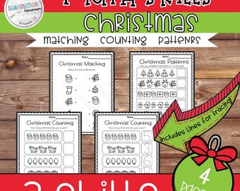 Kerst Matching Tel- en patroonactiviteiten voor kleuters en kleuters AB Patronen Afdrukbaar wiskundecentrum