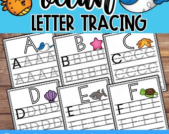 Uppercase Letter Tracing Worksheets A-Z | Ocean Animal Alphabet Practice | Preschool & Kindergarten Handwriting | Fine Motor Skills