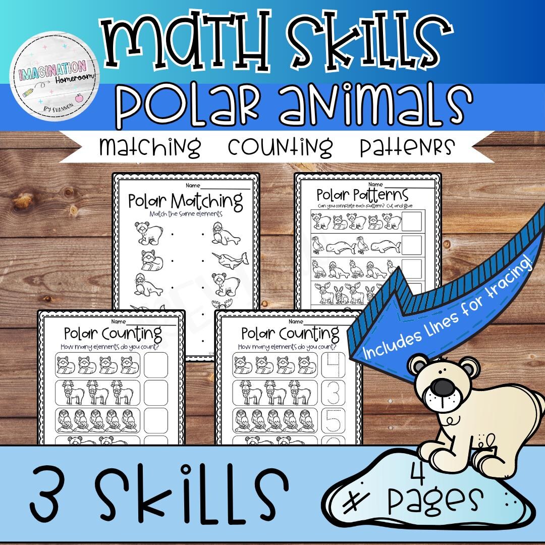Polar Animal Math Activities for Preschool and Kindergarten Matching ...