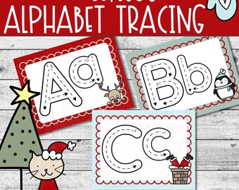 Winter Alphabet Tracing Worksheets – Preschool & Kindergarten Letter Practice Pages. ABC Playdoh Mats.  Literacy Center Activities