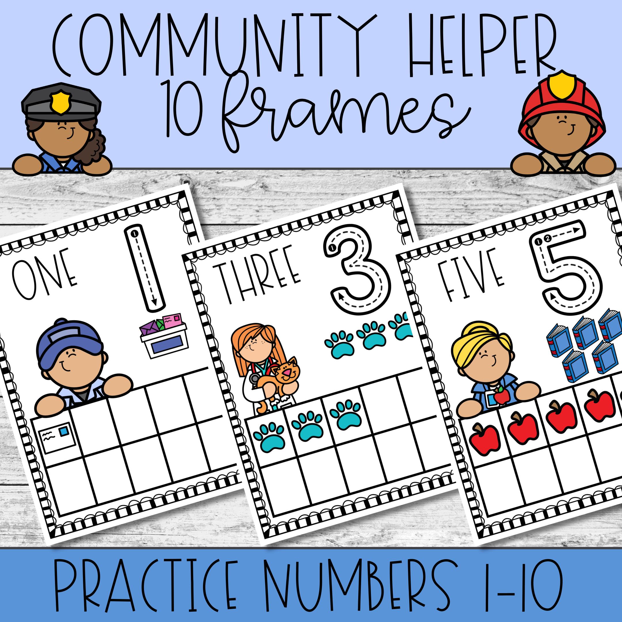 Community Helper Ten Frame Worksheets for Numbers 1 to 10 Printable ...
