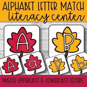 Fall ABC Leaf Matching Game Printable Letter Recognition in Preschool and Kindergarten Uppercase and Lowercase Letters