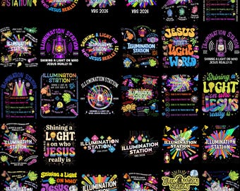 25+ Christian VBS 2026 PNG Bundle, Illumination Station Shirt Design, Shine Jesus Light PNG, Vacation Bible School Digital Download