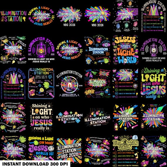 25+ Christian VBS 2026 PNG Bundle, Illumination Station Shirt Design, Shine Jesus Light PNG, Vacation Bible School Digital Download