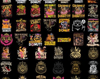 Pacote com mais de 40 designs de Carl, o Explorador de Masmorras, em PNG, Princesa Donut Cat em PNG, Carl e Princesa, Princesa Donut em PNG, Fãs de DCC da BookTok