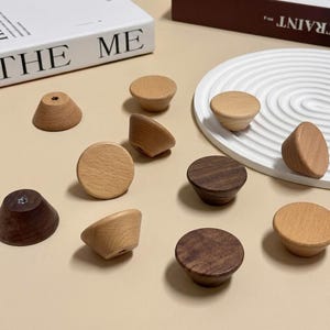 Solid Wood Drawer Pulls, Walnut beech Drawer Knobs handles, flat Wood Cabinet Knobs Handle Pull, Minimalism cupboard Pulls Handles