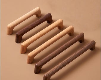 Maniglie per cassetti in legno massello, pomelli per cassetti in noce e faggio, pomelli per mobili in legno, maniglie per armadi minimaliste, pomelli in legno