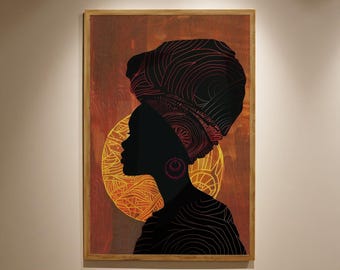 African Woman Wall Art | Afro Chic Poster | Modern Black Girl Print | Boho Ethnic Decor | Afrocentric Gift Idea for her | Aesthetic Wall Art