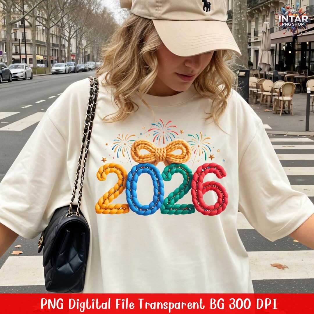 2026 Knitted Rope Numbers PNG | Colorful Yarn Lettering With Fireworks ...