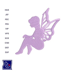Sitting Fairy Embroidery Design: Fantasy Tale Machine Pattern (Instant Download