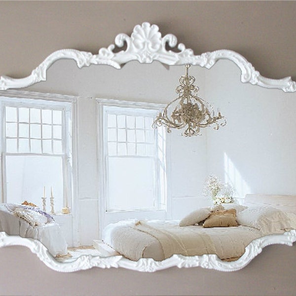H U G E Vintage Cottage Chic Mirror Shabby Chic  French Country