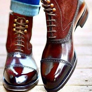 Mens Two Toned Dress Boots - Etsy display picture 1