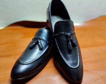 Handmade Midnight Black Derby Shoes | Classic Men's Dress Footwear for Formal & Casual Occasions