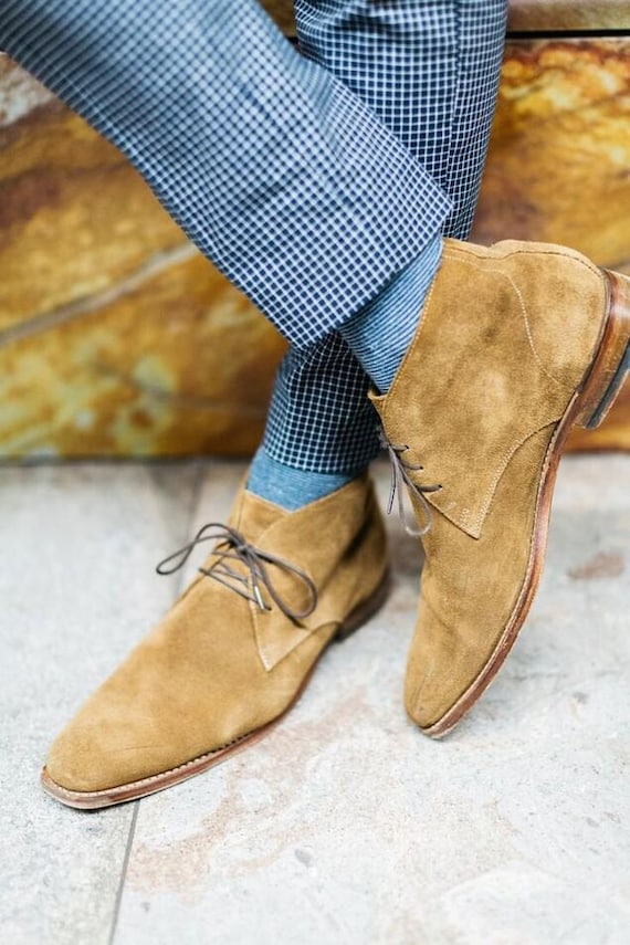 Men\'s Classic Suede Leather Desert Chukka Boots - Chukka-natural Men main image 3