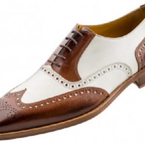 Handgefertigte zweifarbige Herrenschuhe mit Flügelspitze | Braun & Weiße Lederkleid Schuhe | Stilvolle Brogues für Hochzeiten, Partys und Abendgarderobe