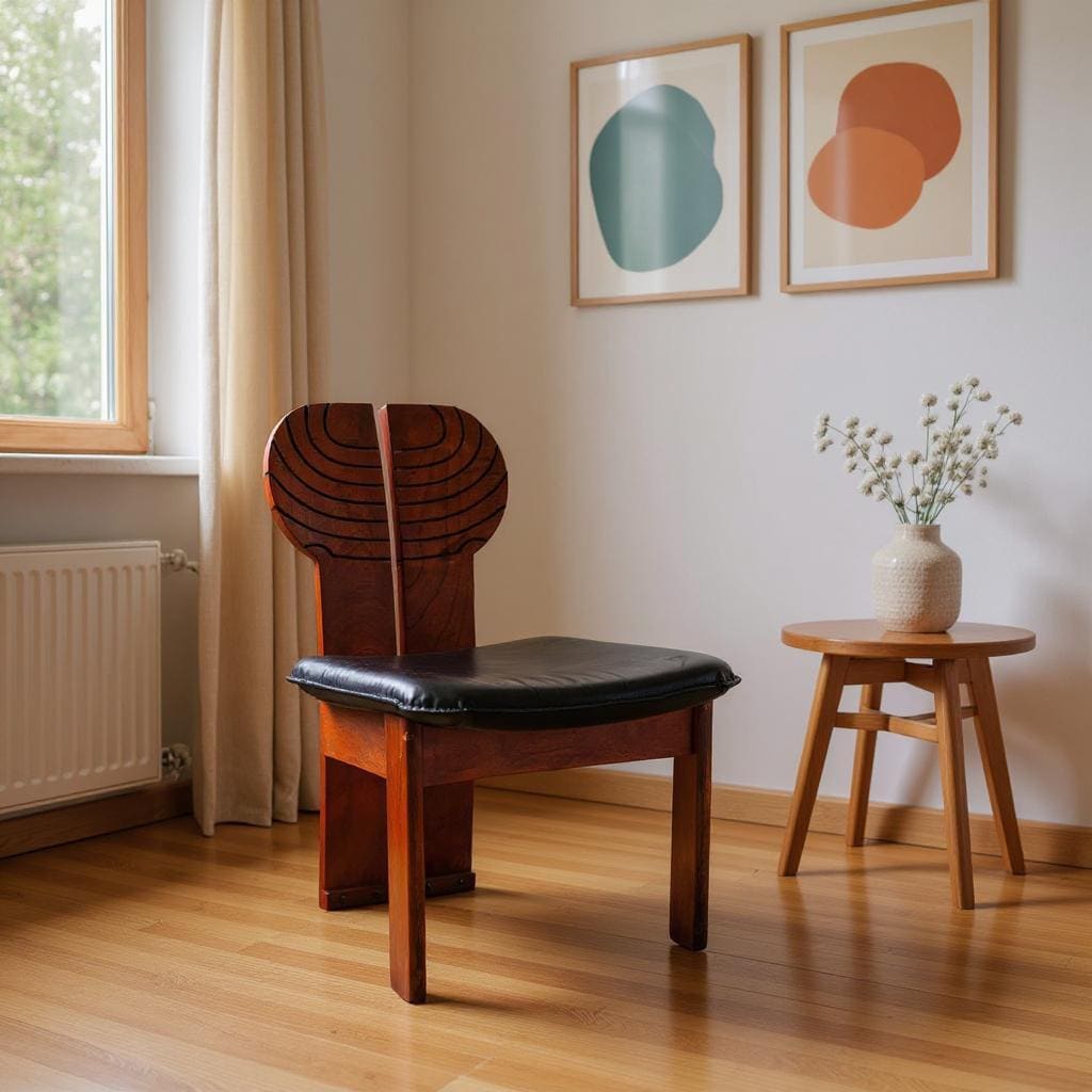 African Art Wood chair, vintage chair, dining chair,chair for living, solid wood chair, leather chair, inspiring chair.