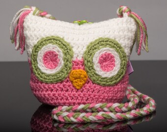 Owl Shoulder Bag - Perfect Pink Fern Green and Off White