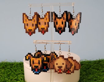 Stardew Valley Dog Earrings - Perler Mini Bead Lightweight Fun Earrings - Gamer Accessories