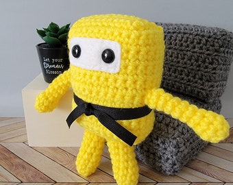 Mini Ninja Plush - Bright Yellow - Study Buddy - Desk Pal - Office Buddy
