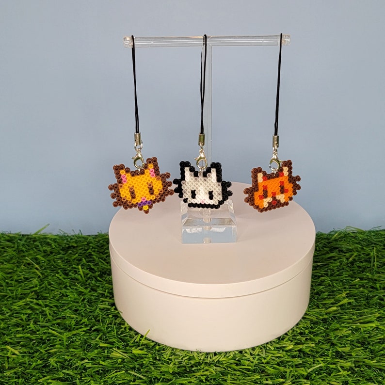 Stardew Valley Cat Charms Gray Yellow Orange Perler Mini - Etsy