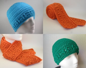 Kylie Hat and Scarf Set - Digital Download PDF Pattern - Beanie Beenie Cloche Cap Long Skinng Scarf