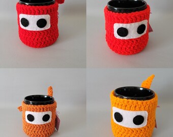 Red or Orange Ninja Mug Cozy & Coaster - Cherry Red - Hot Red - Carrot - PUMPKIN - Bright Celosia Orange Tangerine