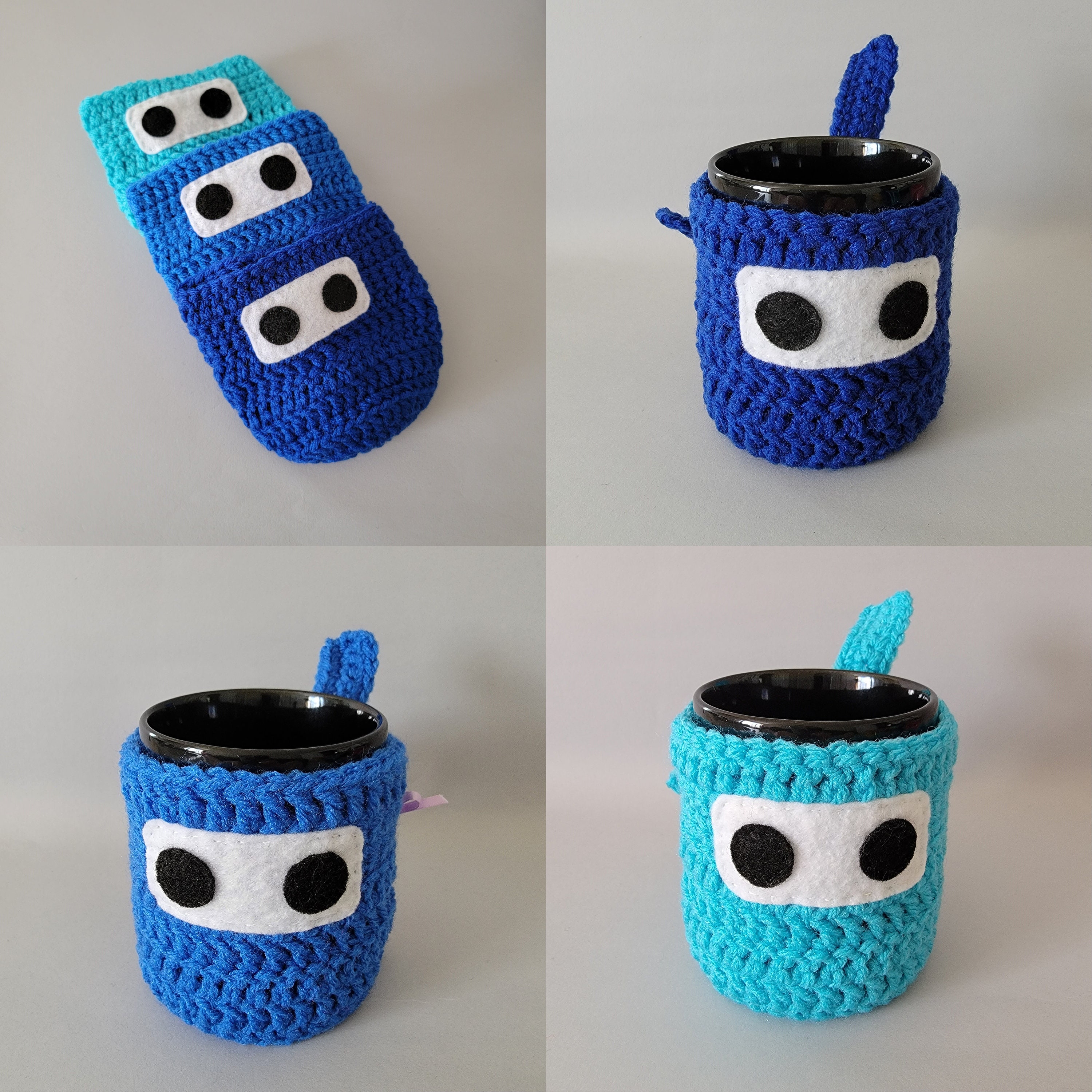 irasutoyazuki★ Blue Ninja Mug Cozy & Coaster - Royal - Blue - Turqua