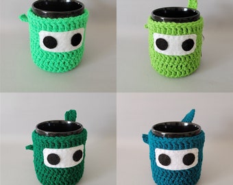 Green Ninja Mug Cozy & Coaster - Gloworm - SPRING GREEN - Paddy Green - Teal - Bright Light Grass Leaf