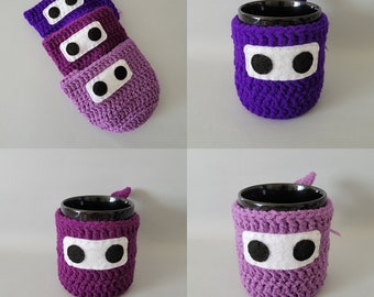 Purple Ninja Mug Cozy & Coaster - Amethyst - DARK ORCHID - Medium Purple - Magenta Purple Grape Plum