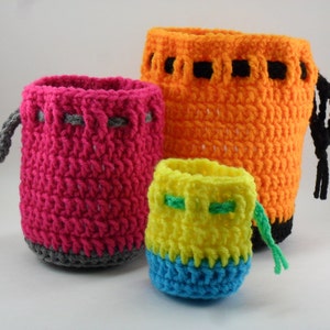 Drawstring Bag Set Digital Download PDF Crochet Pattern DIY Coin Purse Pouch image 2