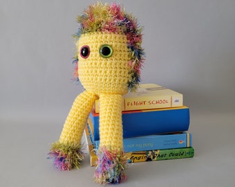 Lemon Rainbow WatchU Sprite Plush- Yellow Pink Blue Green - Shelf Sitter - Study Buddy - Desk Pal - Office Buddy - Glitter Eyes