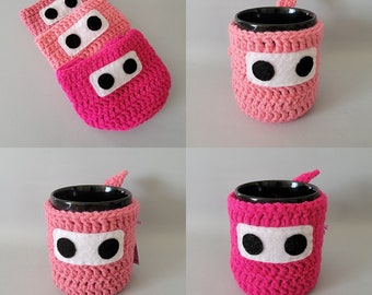 Pink Ninja Mug Cozy & Coaster - SHOCKING PINK - Perfect Pink - Raspberry -  Bright Candy Rose Blush