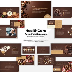 SCHOKOLADE Power Power Point - Business Folien + Infografiken + Icons + Karten + Schriftarten + Farbdesigns, Verkaufsmasche, moderne Vorlagen
