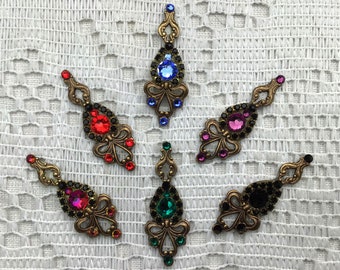 Medium Sized Swarovski Crystal Bindi With Bling in Oxidized Brass