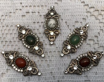 Genuine Gemstone Bindis in Oxidized Silver