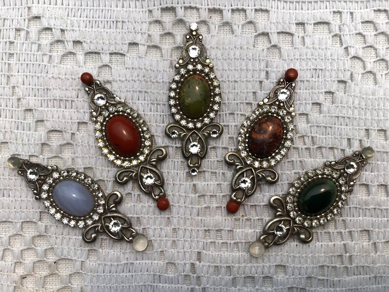 Genuine Stone Bindis in Lightweight Oxidized Silver-Plated Brass image 1