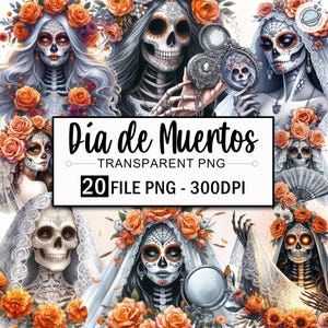 La Catrina Clipart Bundle, Day of the dead La Llorona Png, Sugar Skull Clipart, Día de Muertos Png, Mexican Clipart, Chicano Png