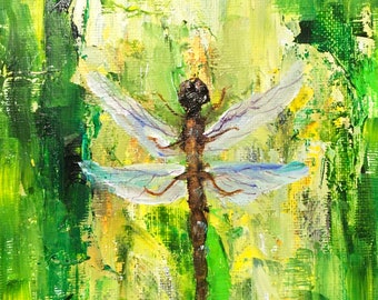 Dragonfly, impressionist, bug, insect, Print on watercolor art paper